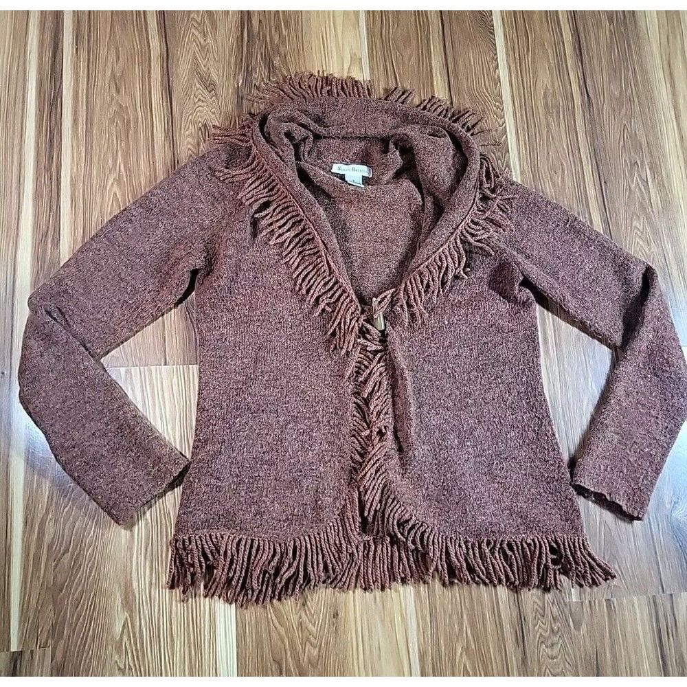 Susan Bristol Wool Blend Cardigan Women's Size Small Burnt Orange Southwest Boho